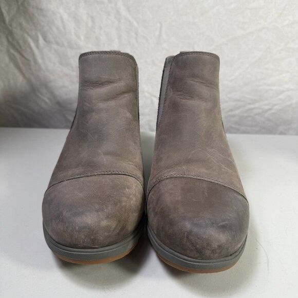Sorel Evie Chelsea Boot Gray Leather Hidden Wedge Shoe NL3816 053 Wm Size 10.5 - Picture 2 of 9